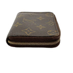 Louis Vuitton Monogram Zippy Coin Purse Wallet Zip Around Leather Brown Gold — view 5