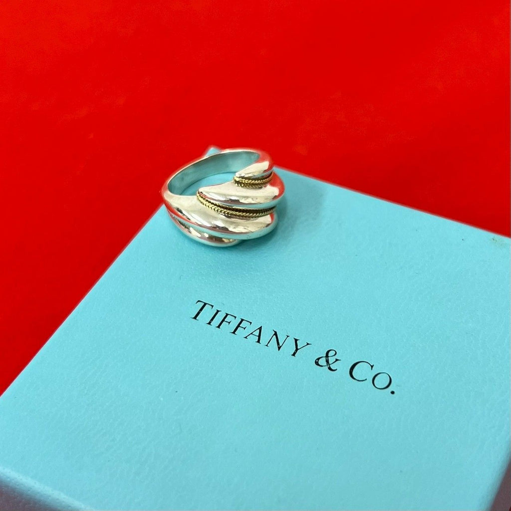 Tiffany & Co Twist Ring 925 Sterling Silver Gold