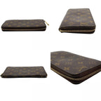 Louis Vuitton Monogram Zippy Wallet Zip Around Leather Brown Gold Great — view 5
