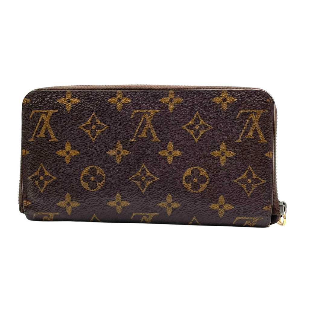 Louis Vuitton Monogram Zippy Wallet Zip Around Leather Brown Gold Great — view 4