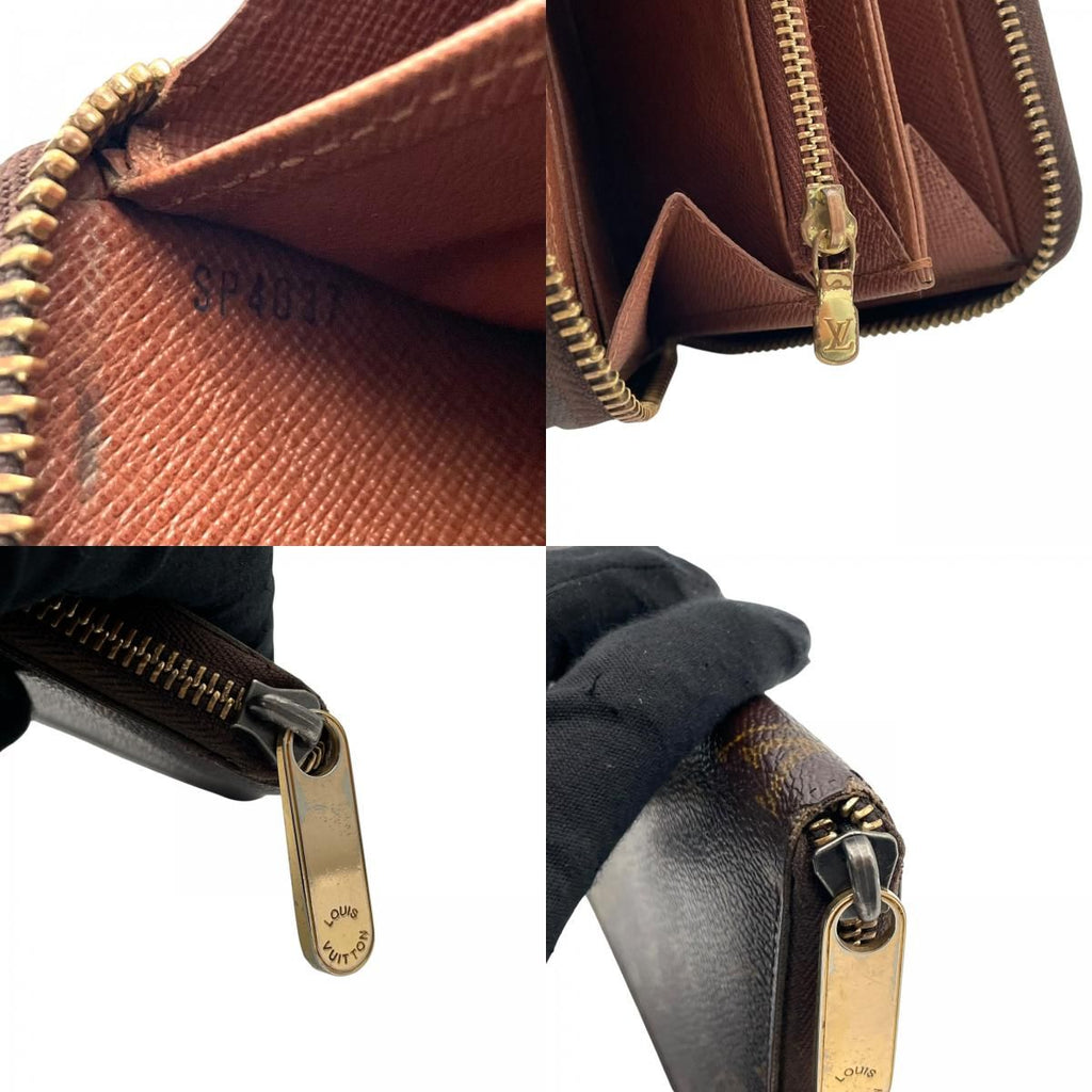 Louis Vuitton Monogram Zippy Wallet Zip Around Leather Brown Gold Great — view 9
