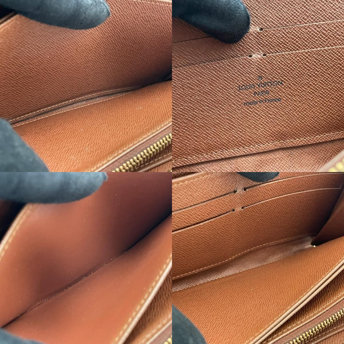 Louis Vuitton Monogram Zippy Wallet Zip Around Leather Brown Gold Great — view 8