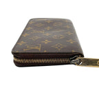 Louis Vuitton Monogram Zippy Wallet Zip Around Leather Brown Gold Great — view 3
