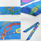 Hermes Ten Twill Brides de Gala Applique Scarf Silk Blue Multicolor — view 8