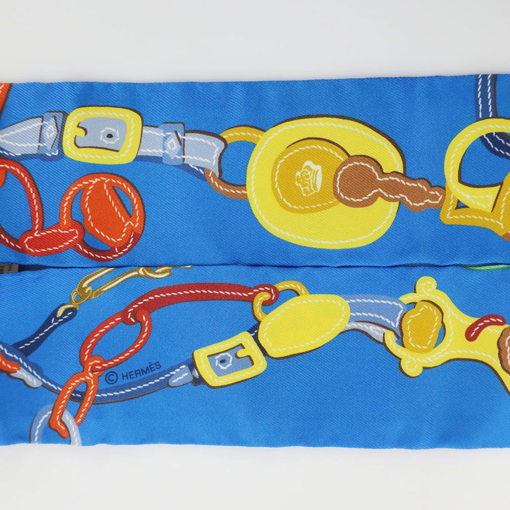 Hermes Ten Twill Brides de Gala Applique Scarf Silk Blue Multicolor — view 6