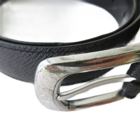 Louis Vuitton Taiga Ceinture Ellipse Belt Leather Black Silver 90 — view 2
