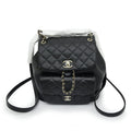 Chanel Dumas Backpack Black Champagne Gold Quilted Lambskin