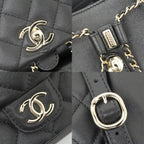 Chanel Dumas Backpack Black Champagne Gold Quilted Lambskin — view 7