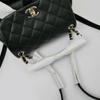 Chanel Dumas Backpack Black Champagne Gold Quilted Lambskin — view 9