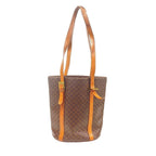 Celine Shoulder Macadam Leather Tote Brown