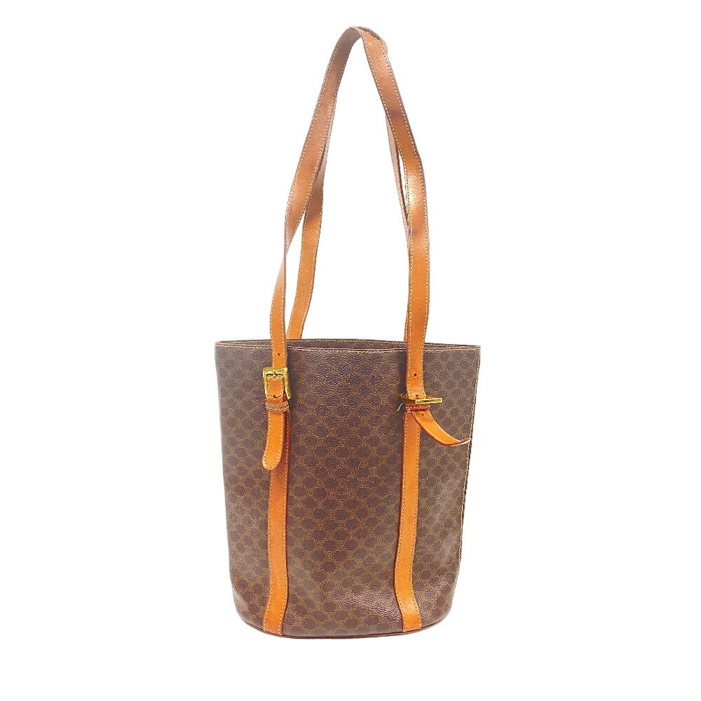 Celine Shoulder Macadam Leather Tote Brown