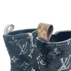 Louis Vuitton Silhouette Line Short Boots Side Gore Monogram Velvet Black — view 6