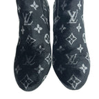 Louis Vuitton Silhouette Line Short Boots Side Gore Monogram Velvet Black — view 4