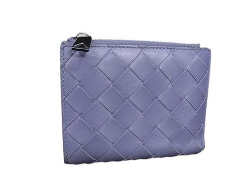 Bottega Veneta Bifold Wallet Intrecciato Purple Leather Silver