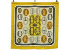 Hermes Shawl Carre 90 Yellow Multicolor Silk 100% Bouclerie Moderne Scarf