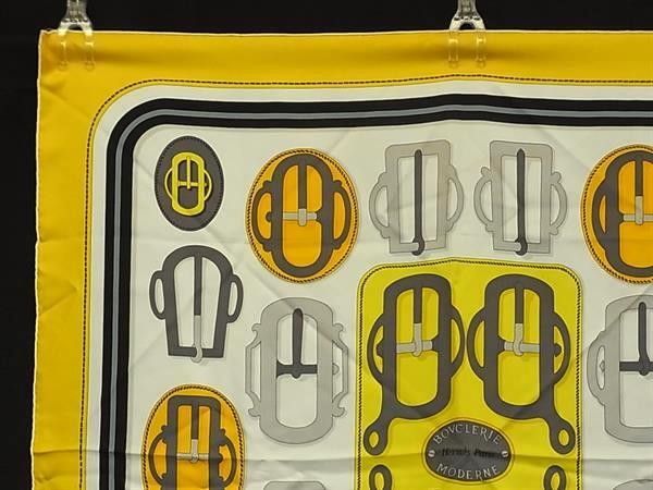 Hermes Shawl Carre 90 Yellow Multicolor Silk 100% Bouclerie Moderne Scarf — view 2