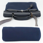 Hermes Heaven Herbag Zip PM Shoulder Bag Navy Silver Leather Canvas — view 3