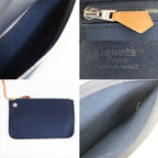 Hermes Heaven Herbag Zip PM Shoulder Bag Navy Silver Leather Canvas — view 7