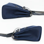 Hermes Heaven Herbag Zip PM Shoulder Bag Navy Silver Leather Canvas — view 4