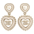 Chanel Rhinestone CC Logo Double Pearl Earring