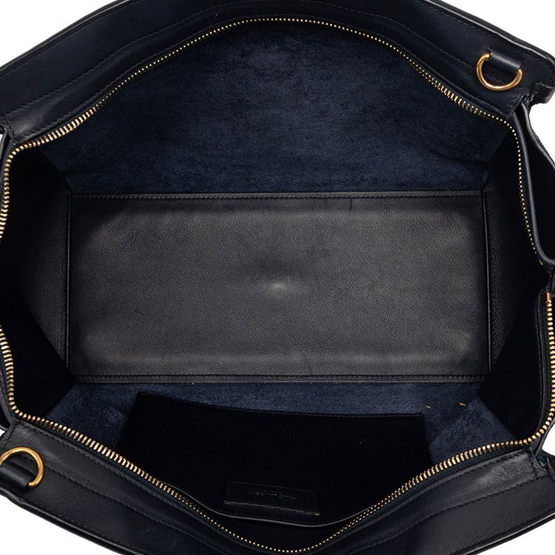 Saint Laurent YSL Logo Downtown Cabas 2-Way Shoulder Bag Navy Leather Suede — view 4