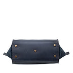 Saint Laurent YSL Logo Downtown Cabas 2-Way Shoulder Bag Navy Leather Suede — view 3