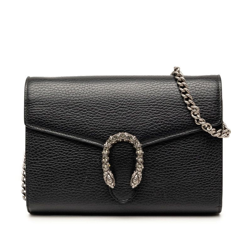 Gucci Dionysus Chain Wallet Shoulder Bag Black Leather