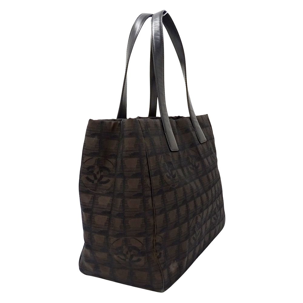 Chanel New Travel Tote Nylon Dark Brown Silver — view 4