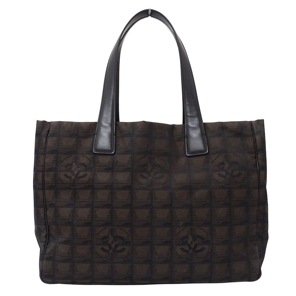 Chanel New Travel Tote Nylon Dark Brown Silver — view 2