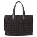 Chanel New Travel Tote Nylon Dark Brown Silver