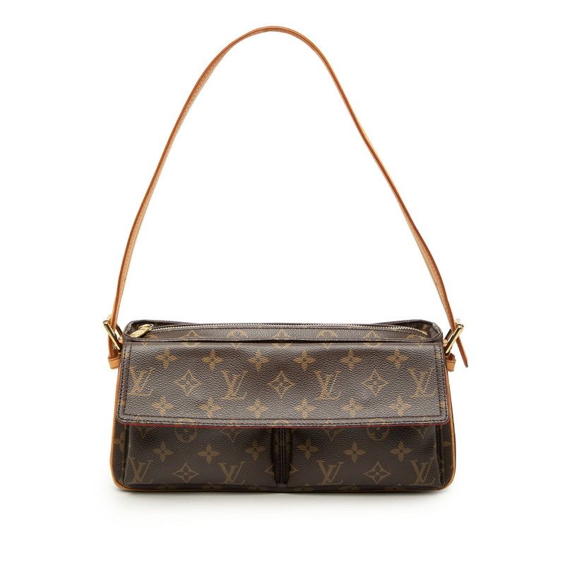 Louis Vuitton Monogram Viva Cite Shoulder Bag Brown Leather
