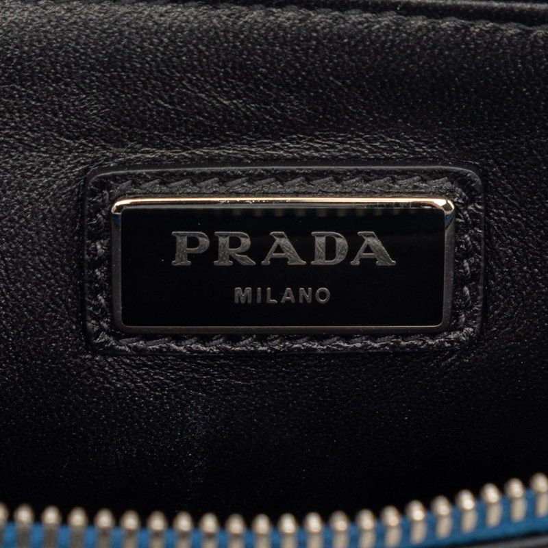 Prada Brick Marine Taste Fish Clutch Shoulder Bag Blue White Saffiano Leather — view 5