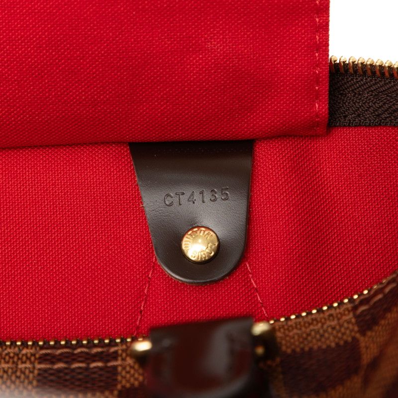 Louis Vuitton Damier Speedy 30 Mini Boston Bag Brown Leather — view 6