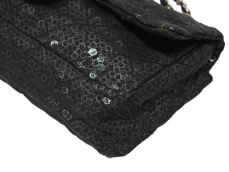 Chanel Quilted 23 S Flap Chain Shoulder Bag CC Logo Sequins Silver — view 6