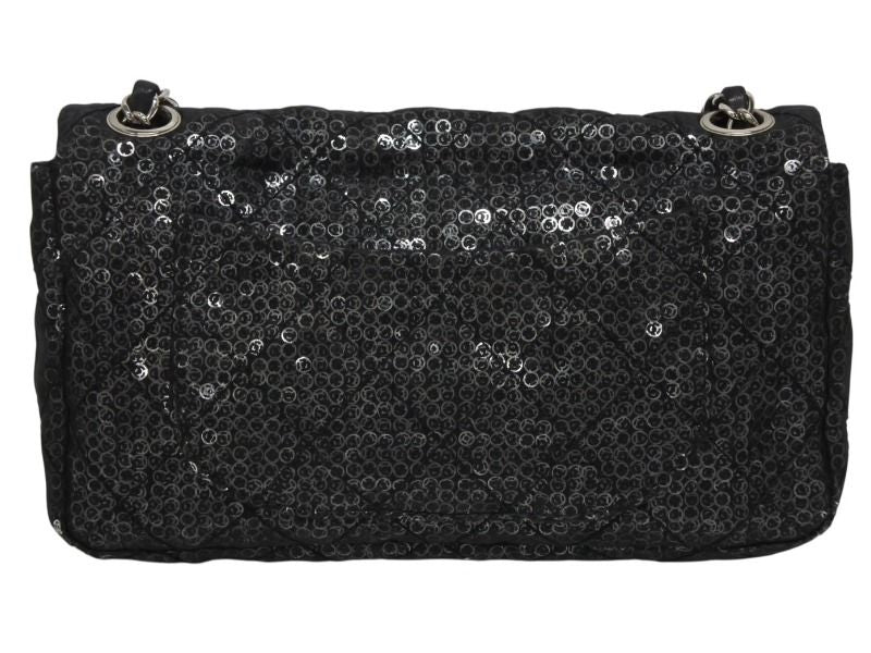 Chanel Quilted 23 S Flap Chain Shoulder Bag CC Logo Sequins Silver — view 2