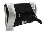 Chanel Shoulder Bag Choco Bar Turnlock Black Silver Suede — view 4