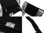 Chanel Shoulder Bag Choco Bar Turnlock Black Silver Suede — view 7