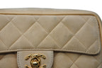 Chanel Chain Shoulder Bag CC Logo Suede Beige Fringe Gold — view 7