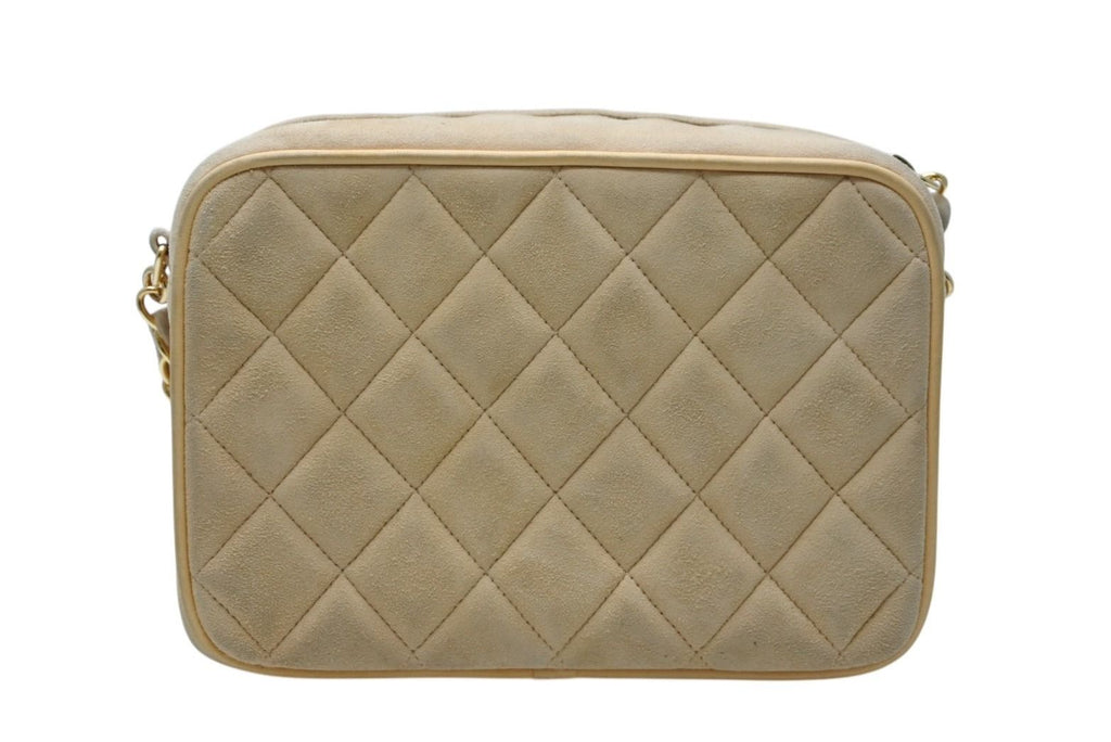 Chanel Chain Shoulder Bag CC Logo Suede Beige Fringe Gold — view 3