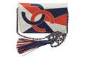 Chanel Chain Wallet on Calfskin CC Logo Fringe Silver Shoulder Bag