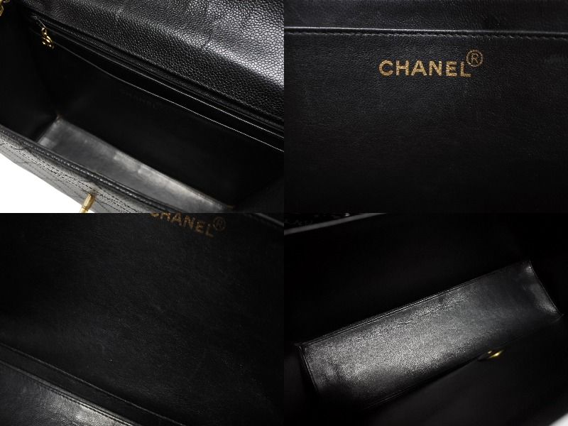 Chanel Maxi Quilted 30 S Flap S Chain Shoulder Bag Caviar Leather CC Logo Gold — view 7
