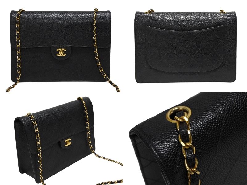Chanel Maxi Quilted 30 S Flap S Chain Shoulder Bag Caviar Leather CC Logo Gold — view 2
