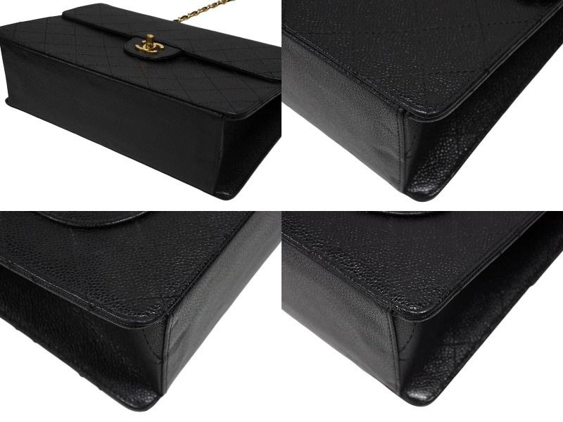 Chanel Maxi Quilted 30 S Flap S Chain Shoulder Bag Caviar Leather CC Logo Gold — view 4