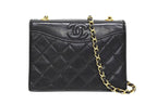 Chanel S Flap S Chain Shoulder Bag CC Logo Lambskin Black Gold