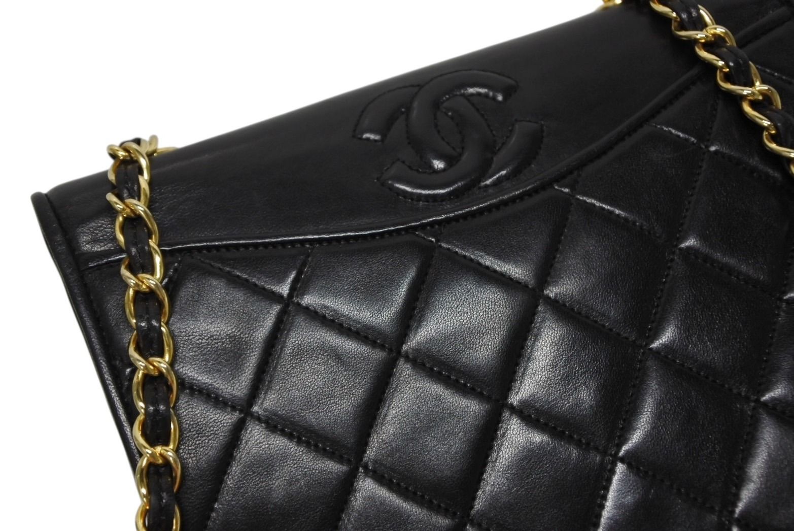 Chanel S Flap S Chain Shoulder Bag CC Logo Lambskin Black Gold — view 4