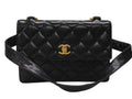 Chanel Bag Caviar Leather CC Logo Black Vintage Gold