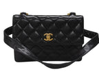 Chanel Bag Caviar Leather CC Logo Black Vintage Gold