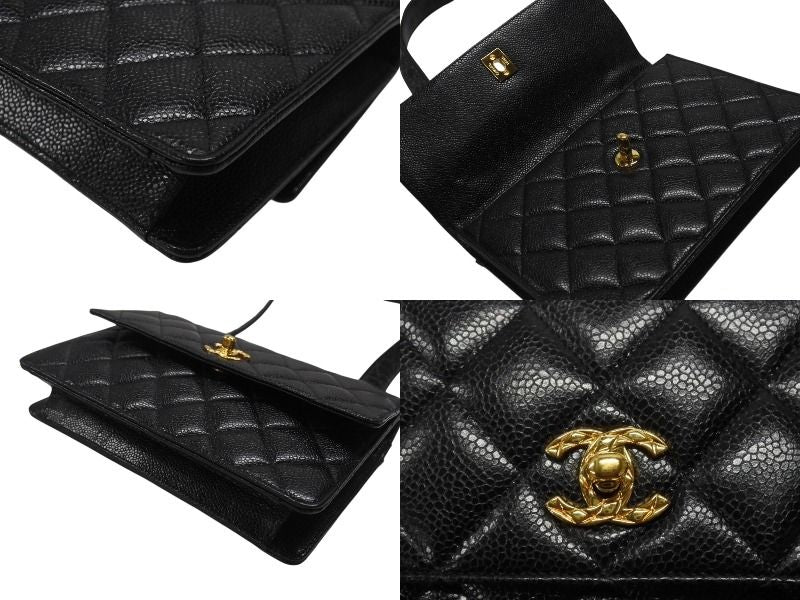 Chanel Bag Caviar Leather CC Logo Black Vintage Gold — view 8