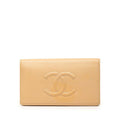 Chanel CC Logo Wallet Beige Caviar Leather