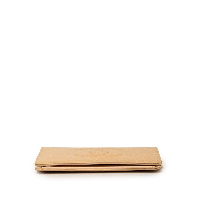 Chanel CC Logo Wallet Beige Caviar Leather — view 3